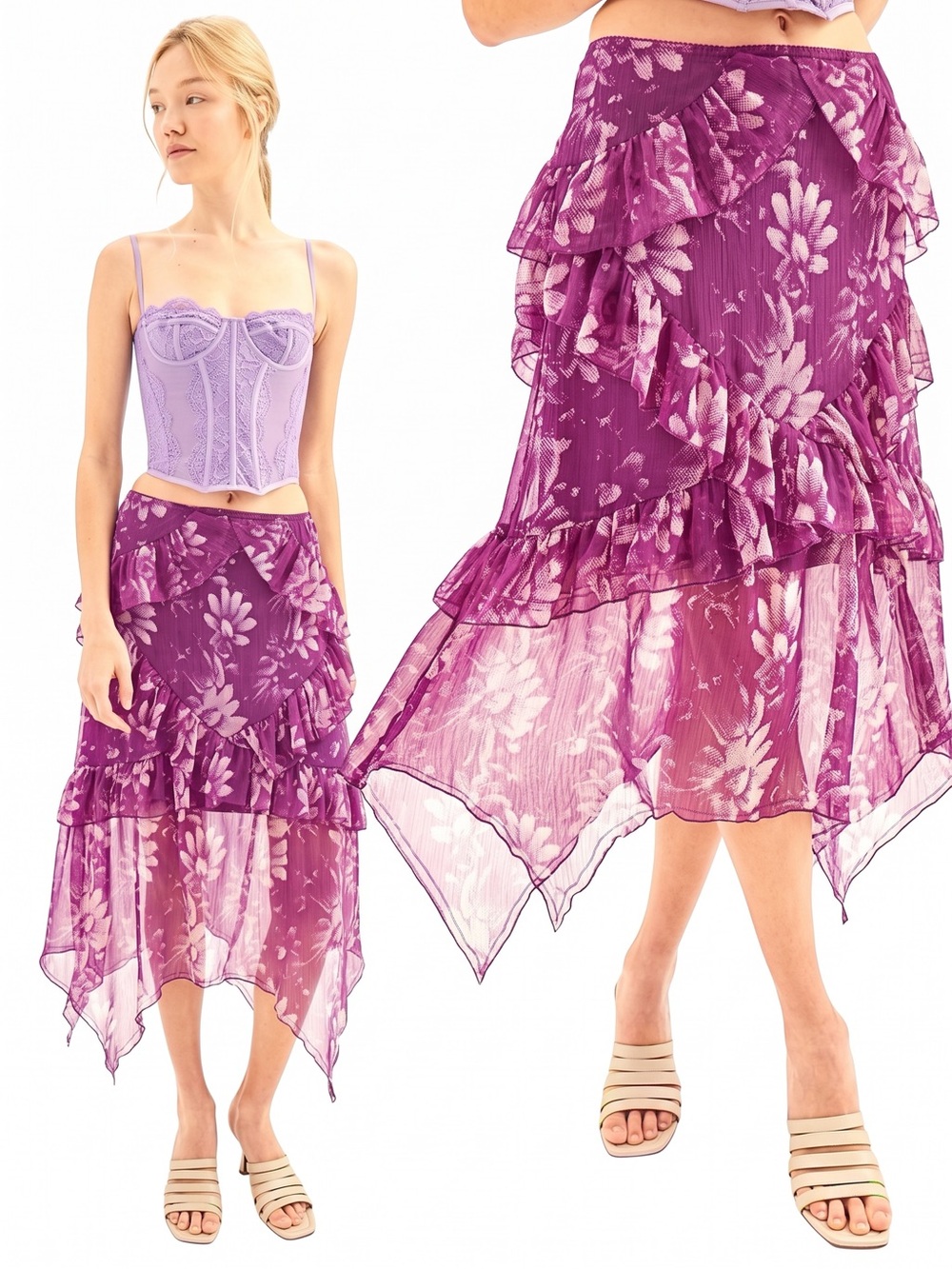 Urban Outfitters Asymmetrical Midi Skirt Purple
